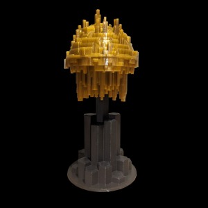 3D Prinditud kuldne ja must auhinna karikas